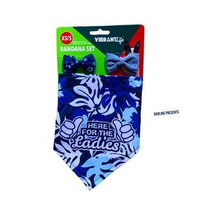 Vibrant Life ‘Here For The Ladies’ Dog Bandana Set Color Blue Size XS/S